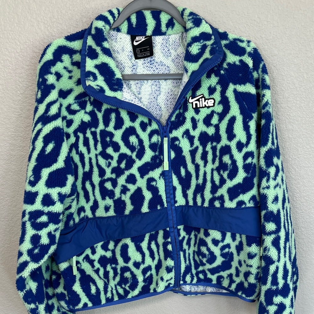 Nike Blue and Green Teddy Jacket